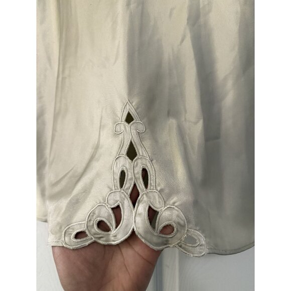 Natori Vintage Champaign Embroidered Midi Slip Satin Skirt Size small Coquette - Picture 3 of 5
